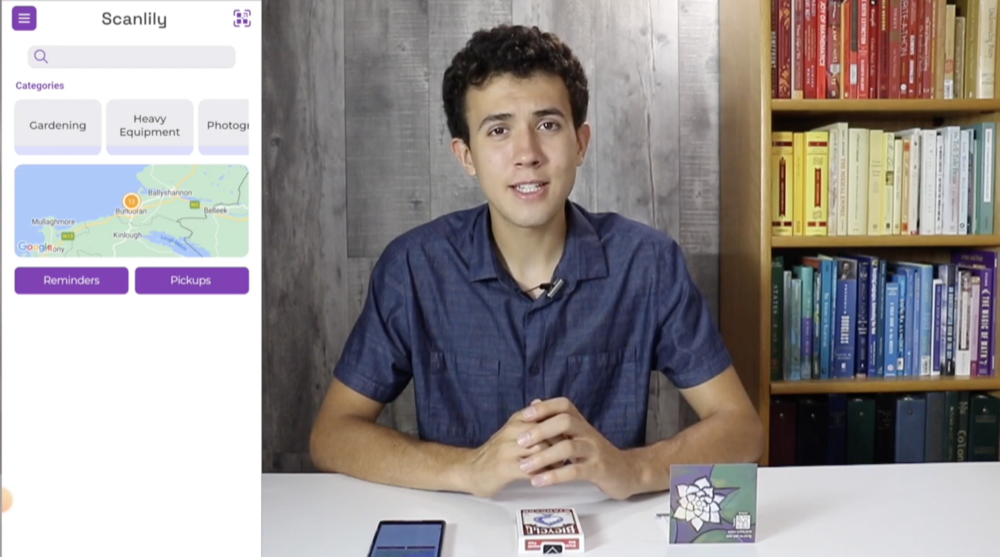 A screen recording from the Scanlily Basics video series: the app's dashboard on the left, with the presenter on camera explaining it on the right.